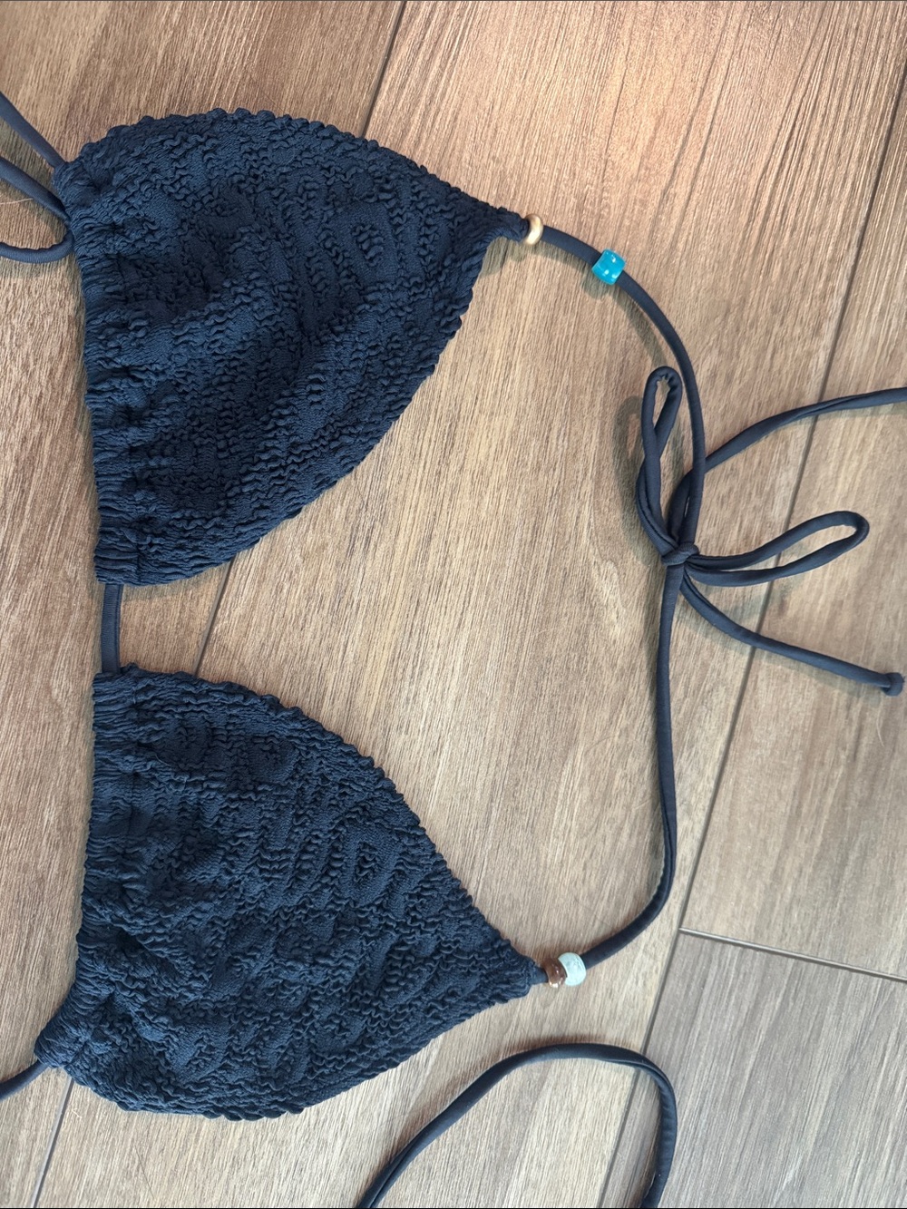 bond-eye Black Crochet Triangle Tie-Side Bikini - Picture 2 of 7